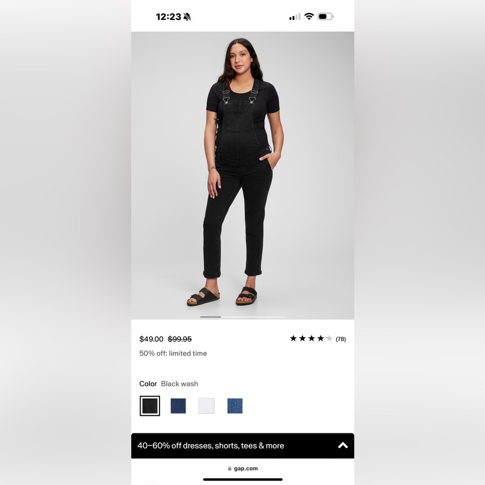 Gap Maternity Black Denim Overalls